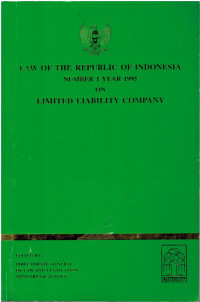 Law Of The Republic Of Indonesia Number 1 Year 1995 On Limited Liability Company