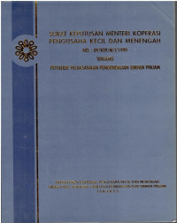 Surat Keputusan Menteri Koperasi Pengusaha Kecil dan Menengah No:09/KEP/M/I/1999 Tentang Petunjuk Pelaksanaan Pengendalian Simpan Pinjam